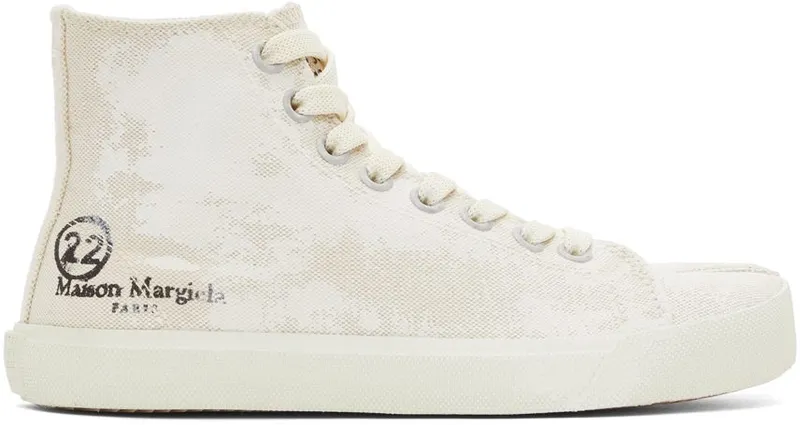 Maison Margiela Off-White Linen Painted Tabi High-Top H8623 White Sand/Wh (S58WS0111 P4040)
