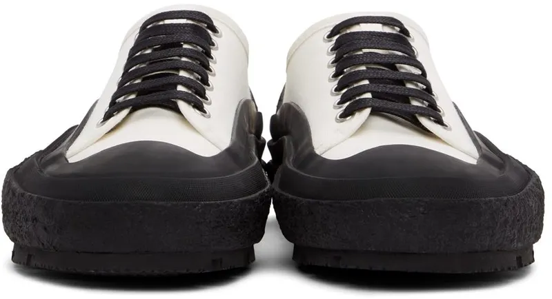 Jil Sander White & Black Canvas Low-Top 101 – COSMIC LATTE (JI37520A_15600)