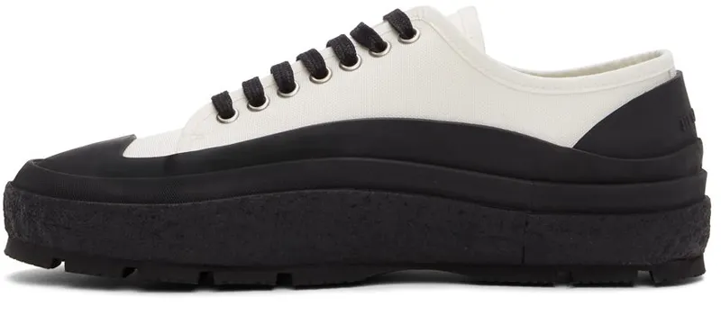 Jil Sander White & Black Canvas Low-Top 101 – COSMIC LATTE (JI37520A_15600)