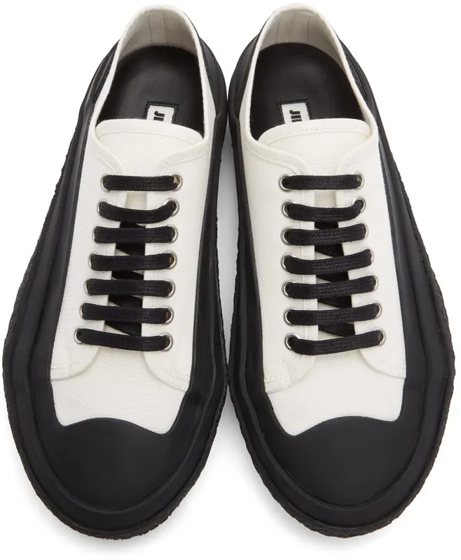 Jil Sander White & Black Canvas Low-Top 101 – COSMIC LATTE (JI37520A_15600)