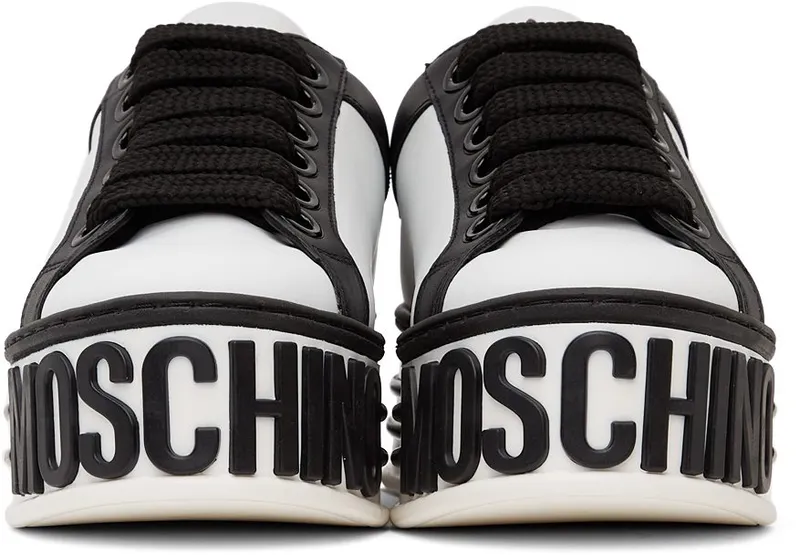 Moschino White & Black Leather Logo Platform 10A Fantasycolor (MA15045G1D MF2)