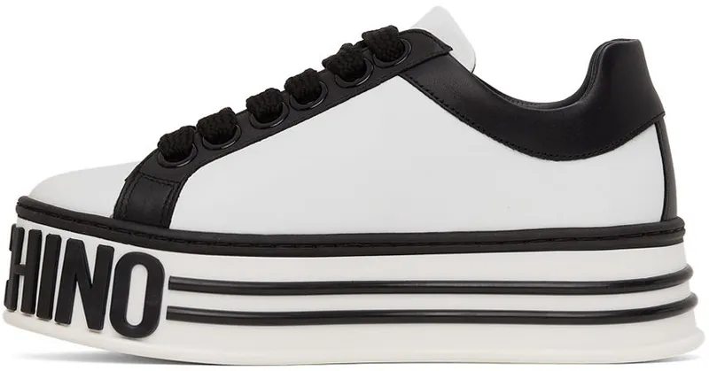 Moschino White & Black Leather Logo Platform 10A Fantasycolor (MA15045G1D MF2)