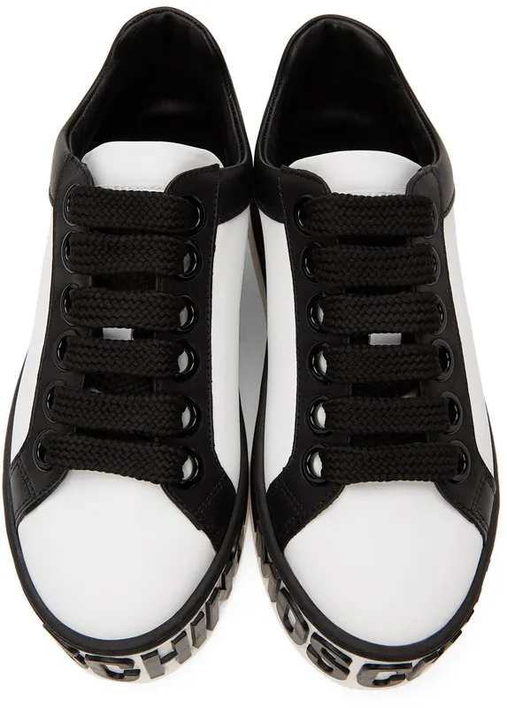 Moschino White & Black Leather Logo Platform 10A Fantasycolor (MA15045G1D MF2)
