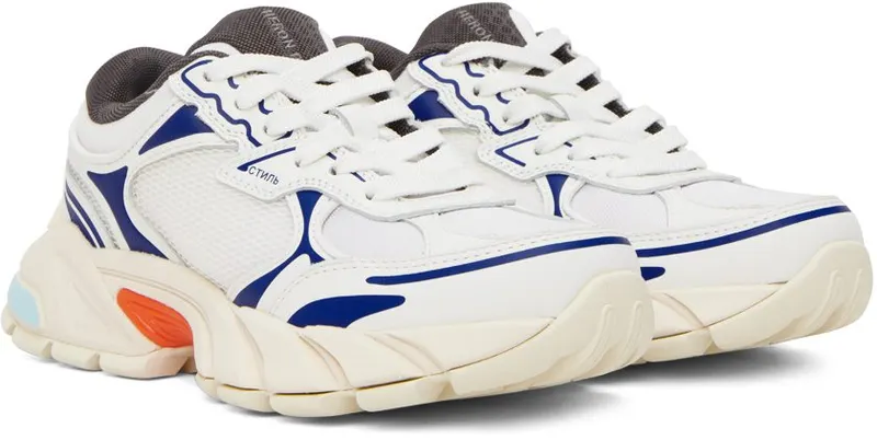 Heron Preston White & Blue Block Stepper White Blue (HWIA031F22FAB0010145)