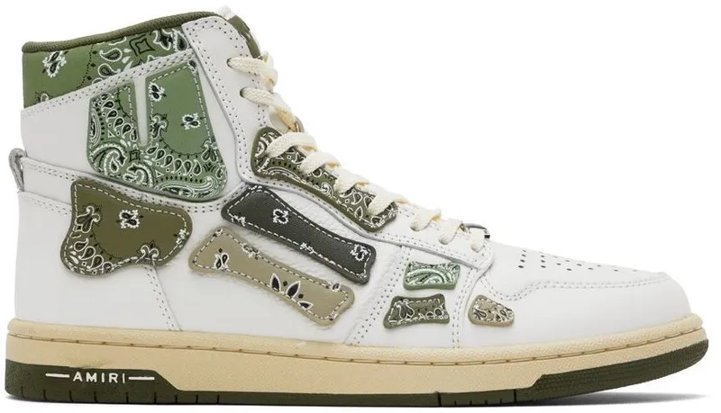 AMIRI White & Green Bandana Skel Hi WHITE / OLIVE (PF22MFS032-790)