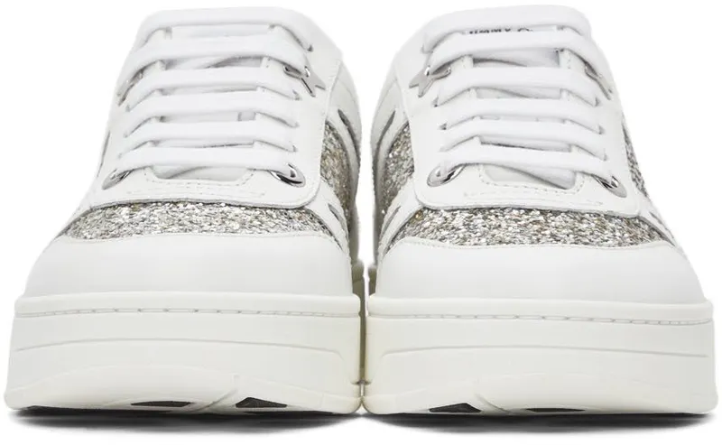 Jimmy Choo White & Silver Calfskin Hawaii/F V White/Platinum (HAWAII/FXQE)