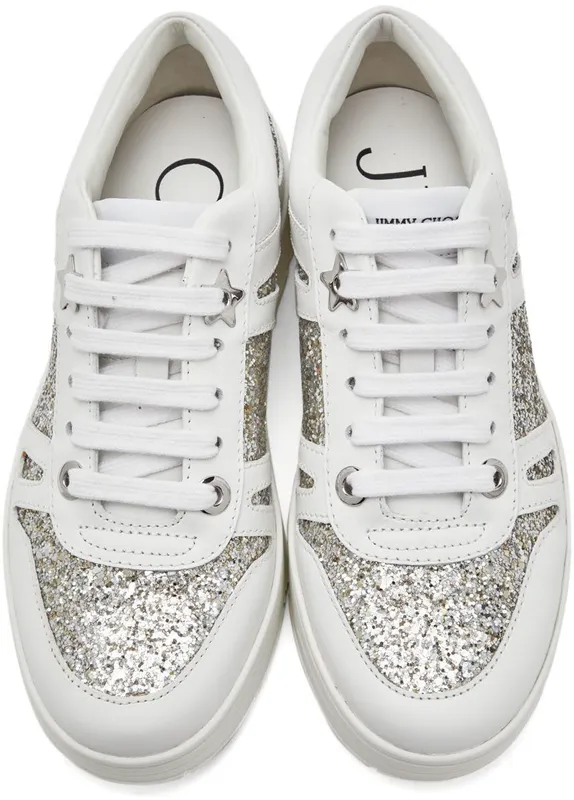 Jimmy Choo White & Silver Calfskin Hawaii/F V White/Platinum (HAWAII/FXQE)