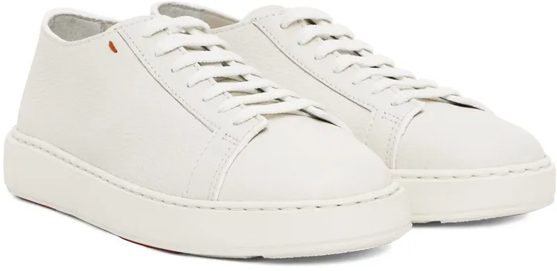Santoni White Tumbled Low-Top WHITE (MBCD21430BARCMMDI48)