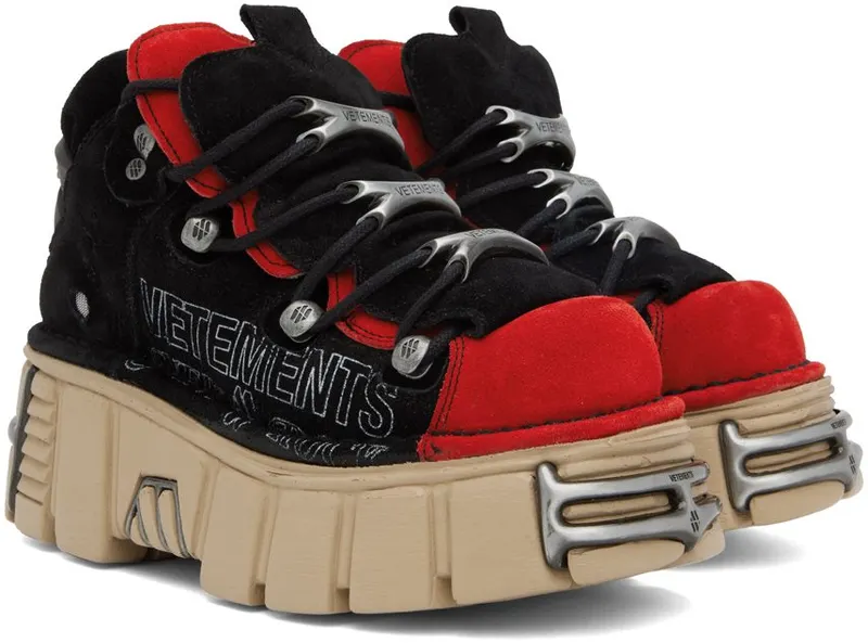 VETEMENTS Black & Red New Rock Edition Platform Black / Red / Camel (UA53SN200R)