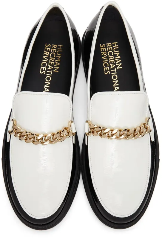 Human Recreational Services SSENSE Exclusive Black & White Patent Loafers BLACK/BONE (UE21GF0300X1C4)