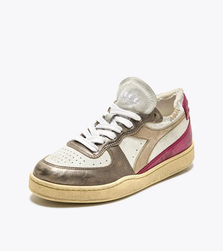 Diadora Mi Basket Row Cut Metal Pigskin Used Wn White / Fucsia Red (201.180207_C2034)