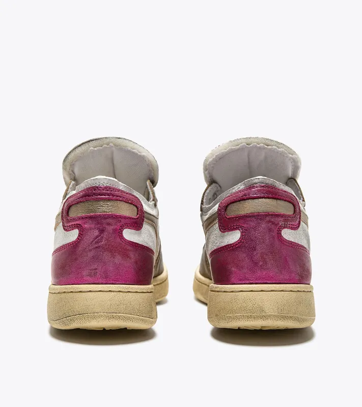 Diadora Mi Basket Row Cut Metal Pigskin Used Wn White / Fucsia Red (201.180207_C2034)