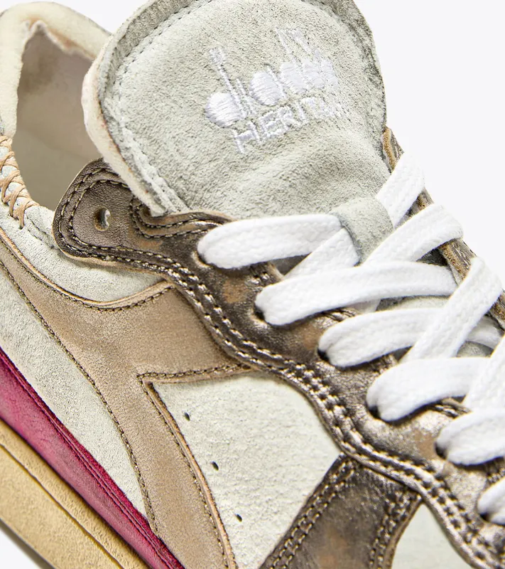 Diadora Mi Basket Row Cut Metal Pigskin Used Wn White / Fucsia Red (201.180207_C2034)
