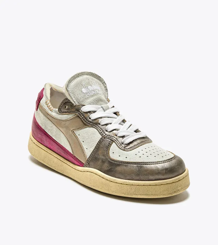 Diadora Mi Basket Row Cut Metal Pigskin Used Wn White / Fucsia Red (201.180207_C2034)