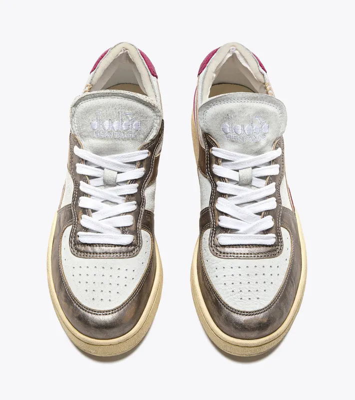 Diadora Mi Basket Row Cut Metal Pigskin Used Wn White / Fucsia Red (201.180207_C2034)