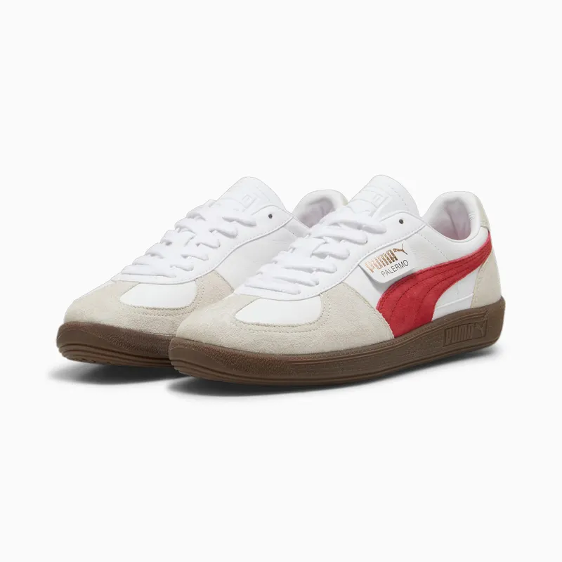 Puma Palermo leren uniseks Wit/Grijs/Rood (396464-05)