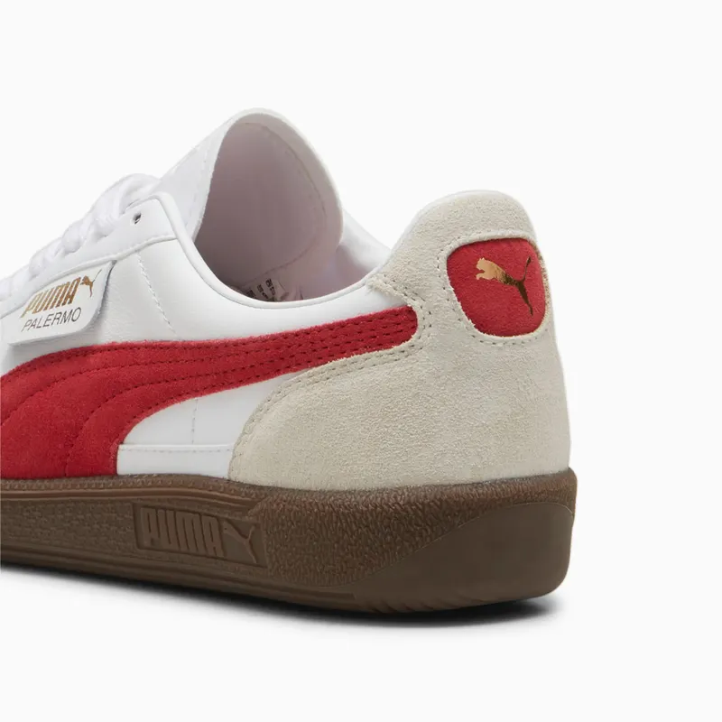Puma Palermo leren uniseks Wit/Grijs/Rood (396464-05)
