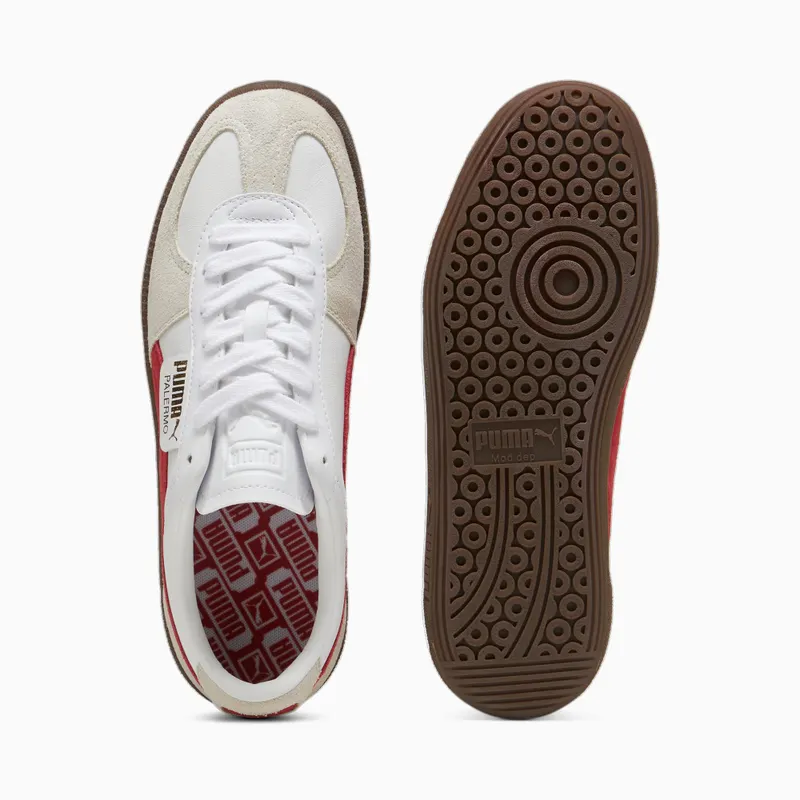 Puma Palermo leren uniseks Wit/Grijs/Rood (396464-05)