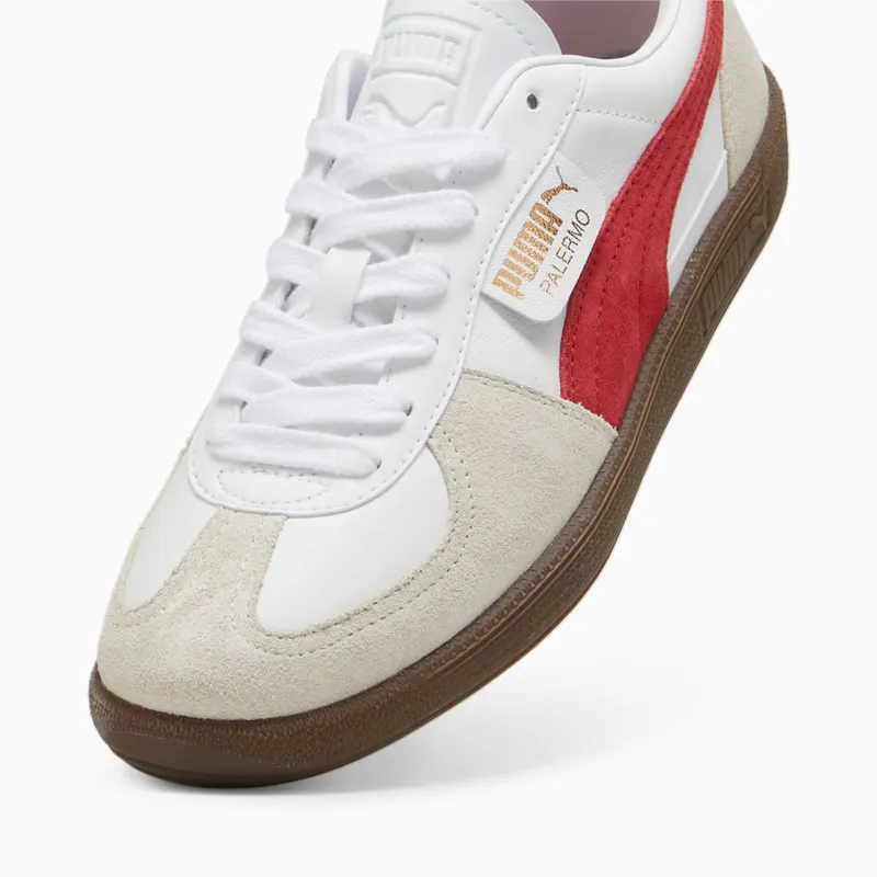Puma Palermo leren uniseks Wit/Grijs/Rood (396464-05)