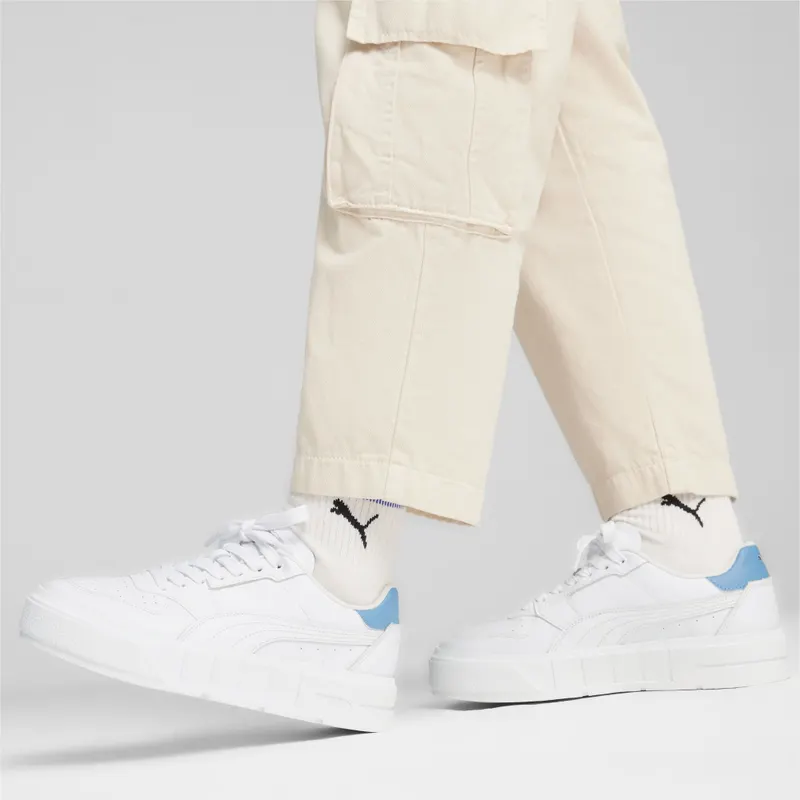 Puma Cali Court leren damessneakers Wit/Blauw (393802-11)