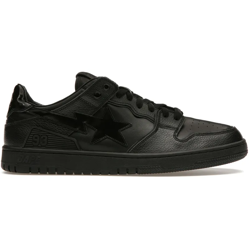 A Bathing Ape Bape SK8 Sta Triple Black Patent Leather Sta Logo (001FWI701010I-BLK)