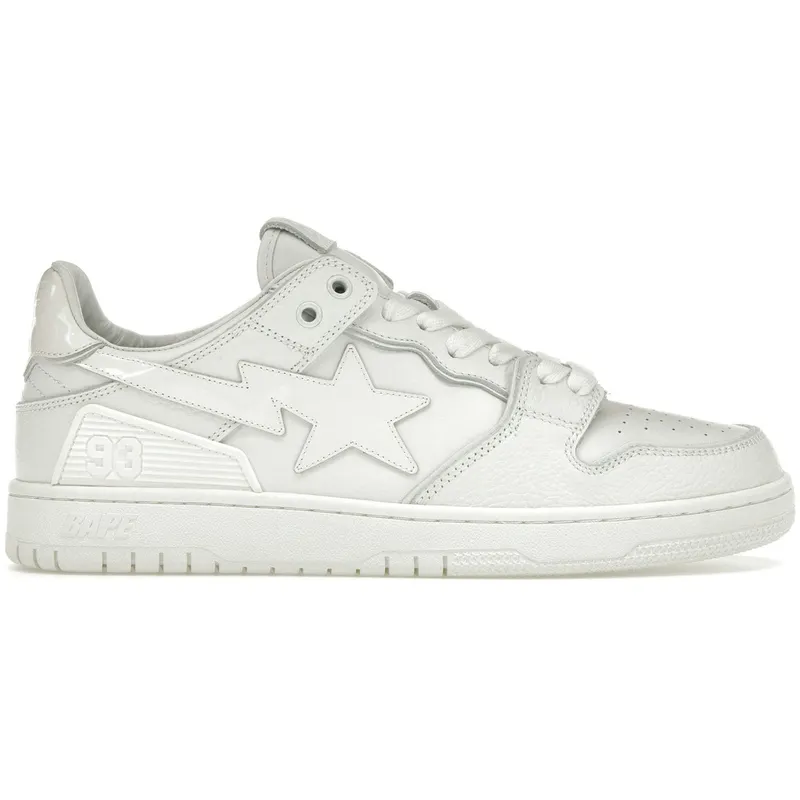 A Bathing Ape Bape SK8 Sta Triple White Patent Leather Sta Logo (1I70-191-010/1I70-291-010/001FWI701010I-WHT)