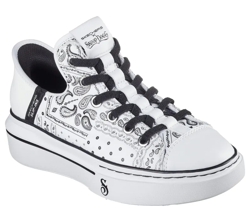 Skechers Premium Leather Slip-ins Snoop One – Double G – Wit / Zwart (186002-WBK)