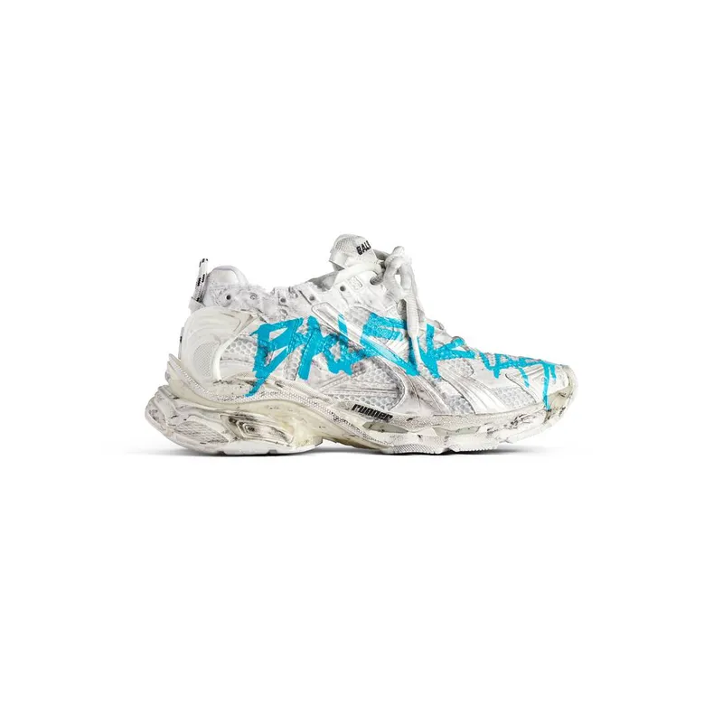 Balenciaga Runner Graffiti Sneaker White / Blue (772767W3RBQ9040)