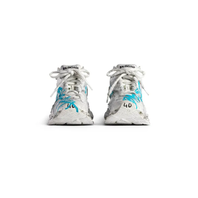 Balenciaga Runner Graffiti Sneaker White / Blue (772767W3RBQ9040)