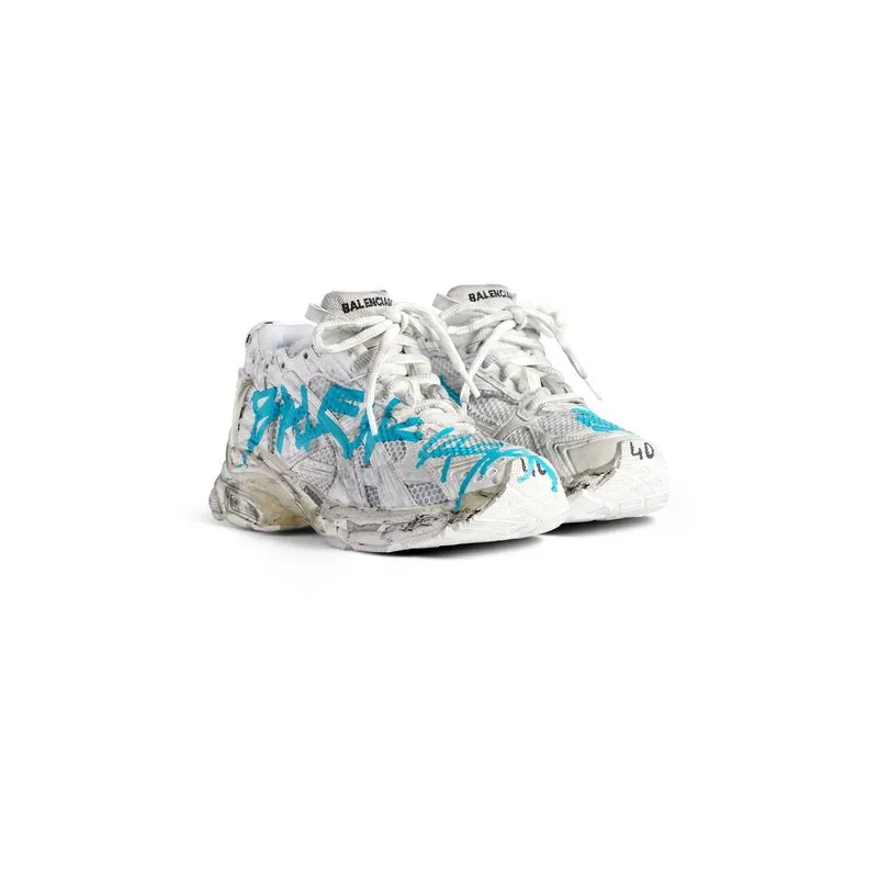 Balenciaga Runner Graffiti Sneaker White / Blue (772774W3RBQ9040)