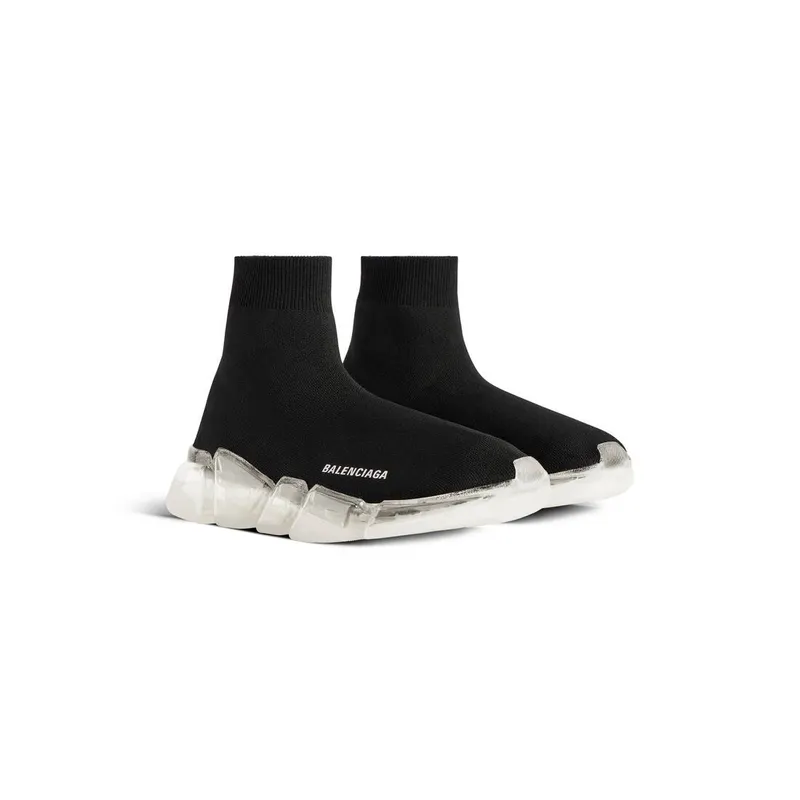 Balenciaga Speed 2.0 Full Clear Sole Recycled Knit Sneaker Black (617196W2DC41090)