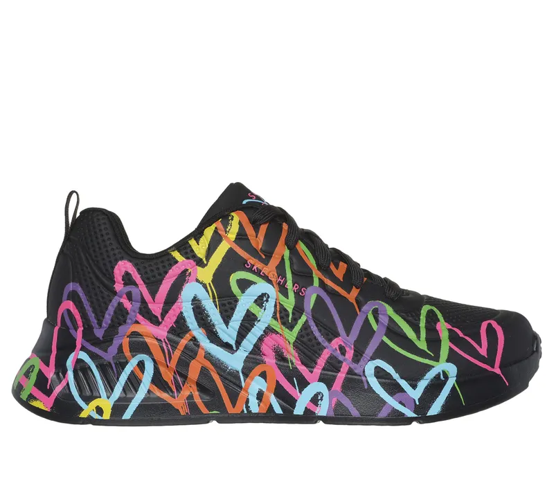 Skechers JGoldcrown: Uno Lite – Heart of Hearts – Zwart / Multi (177977-BKMT)