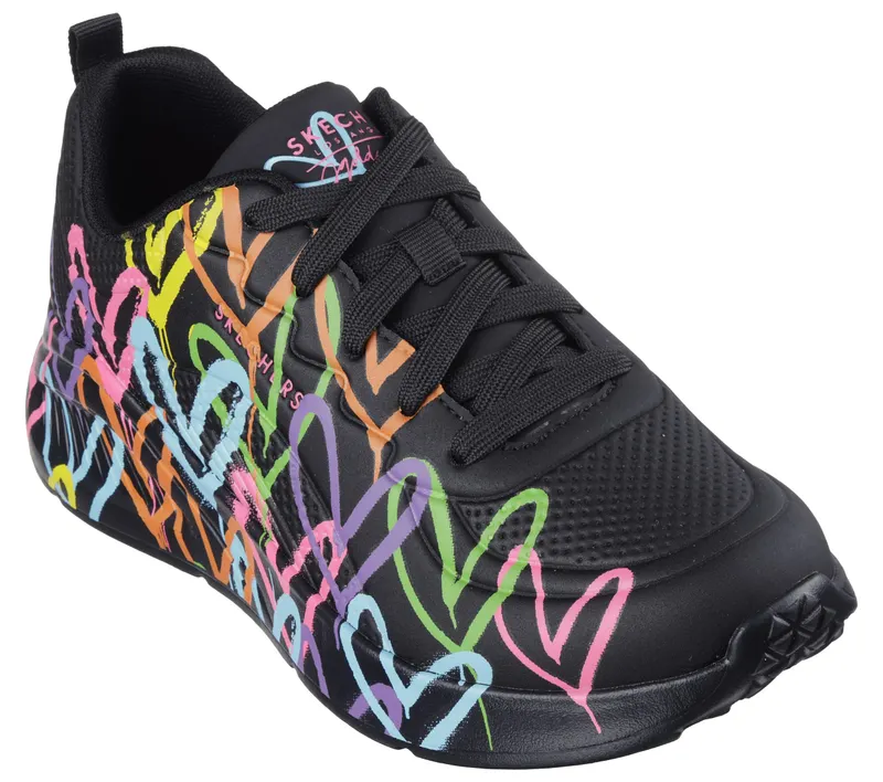 Skechers JGoldcrown: Uno Lite – Heart of Hearts – Zwart / Multi (177977-BKMT)