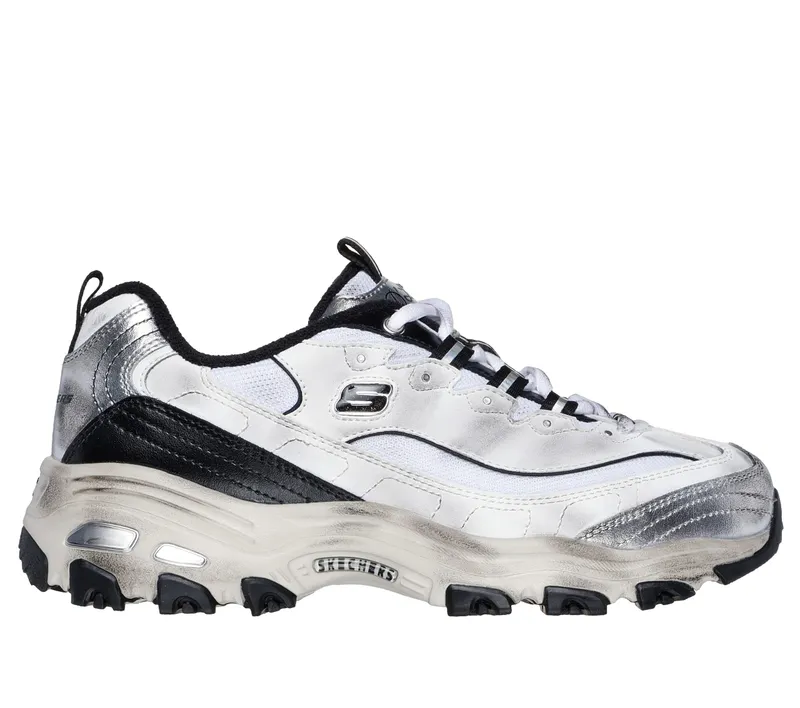 Skechers D’Lites – Vintage Vision – Wht / Zwart / Zilver (150245-WBKS)