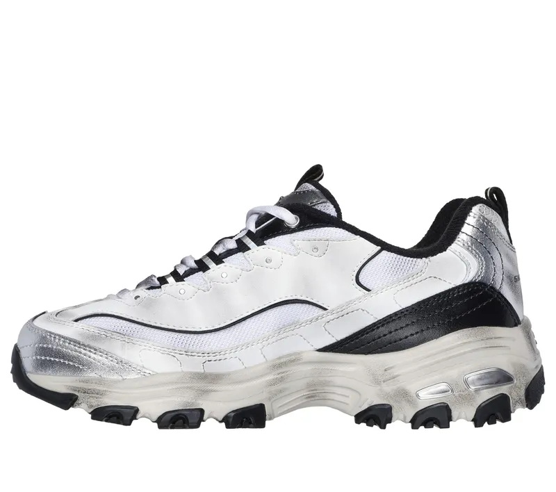 Skechers D’Lites – Vintage Vision – Wht / Zwart / Zilver (150245-WBKS)