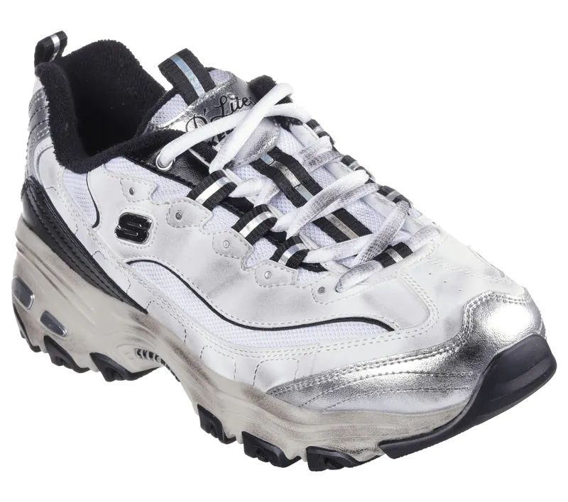 Skechers D’Lites – Vintage Vision – Wht / Zwart / Zilver (150245-WBKS)