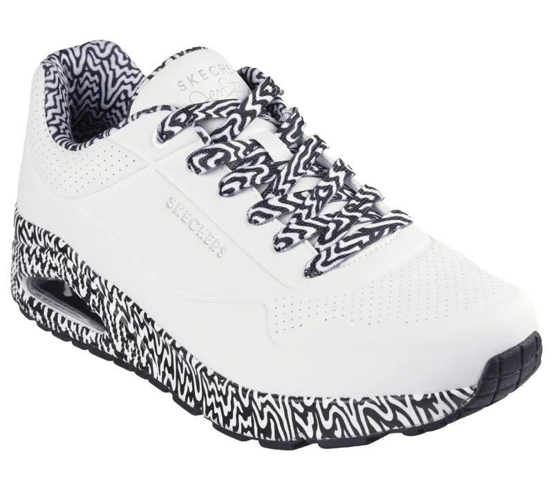 Skechers Jen Stark: Uno – Stark Mini Drip – Wit / Zwart (183518-WBK)