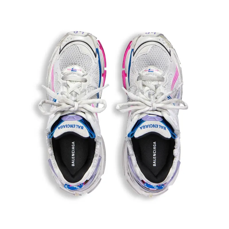 Balenciaga Runner Sneaker White / Lilac / Neon Pink / Navy (772767W3RMU9554)