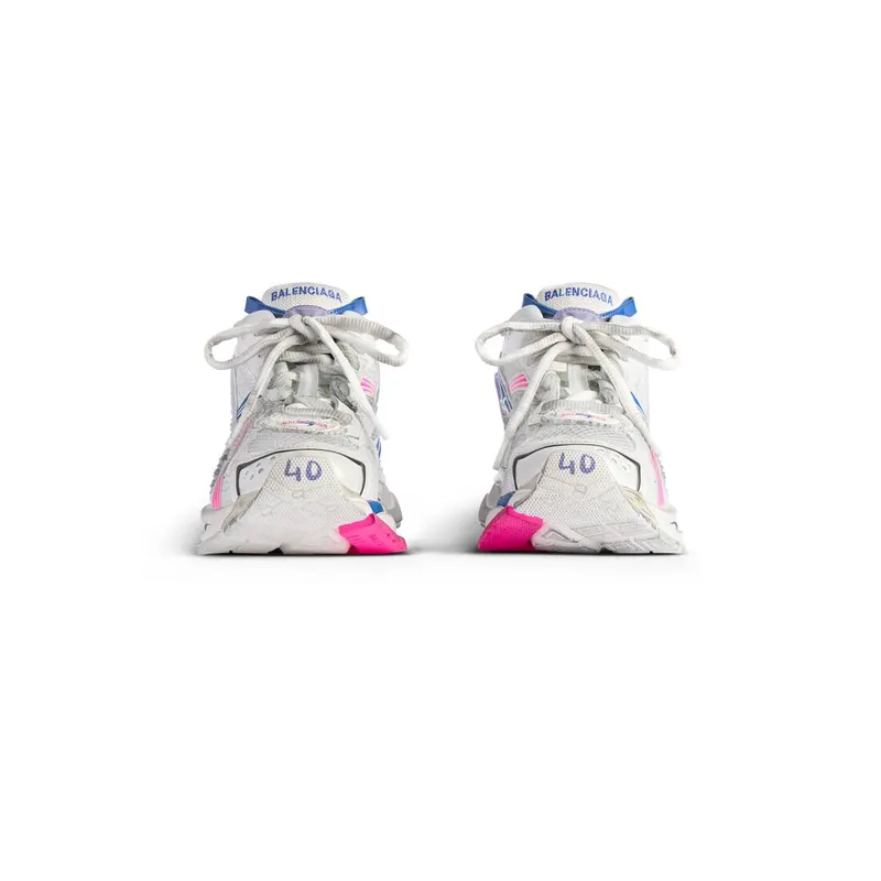 Balenciaga Runner Sneaker White / Lilac / Neon Pink / Navy (772767W3RMU9554)