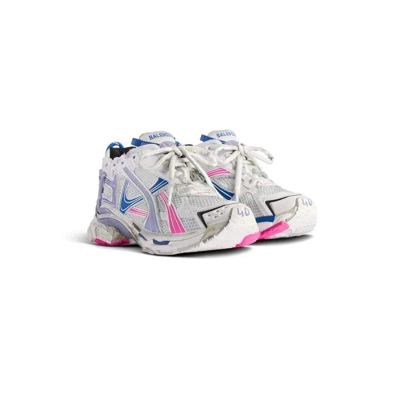 Balenciaga Runner Sneaker White / Lilac / Neon Pink / Navy (772767W3RMU9554)
