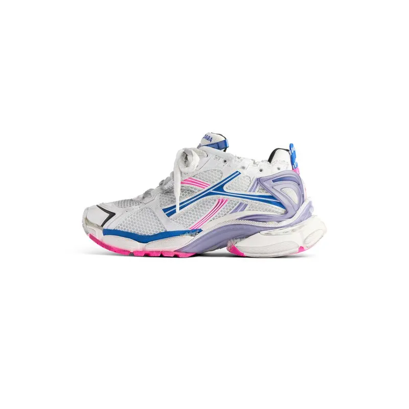 Balenciaga Runner Sneaker White / Lilac / Neon Pink / Navy (772767W3RMU9554)