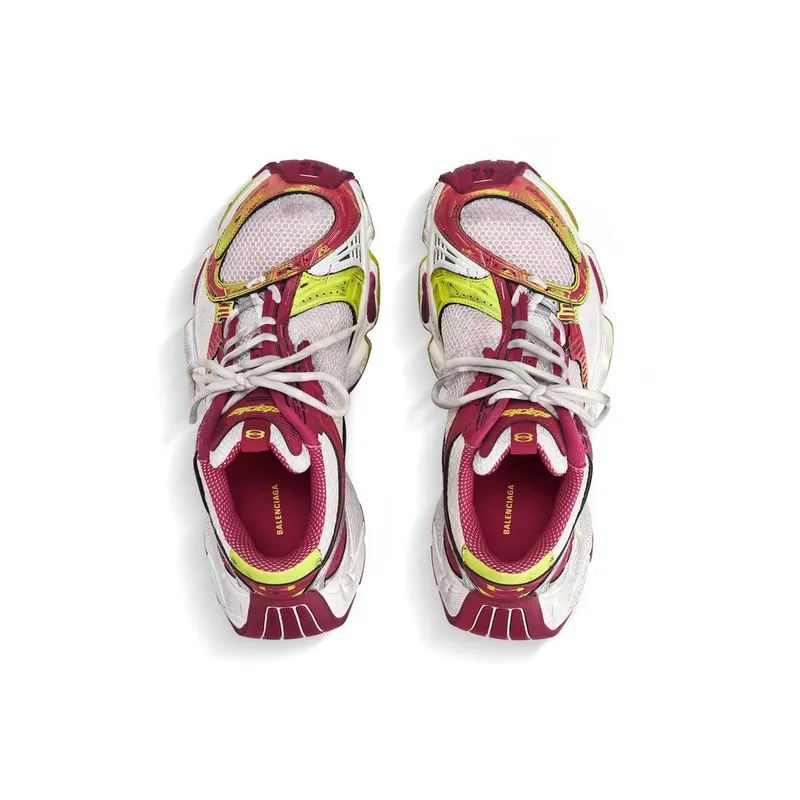 Balenciaga Stapler Sneaker White / Pink / Neon Yellow / Silver (803681W3ST49571)