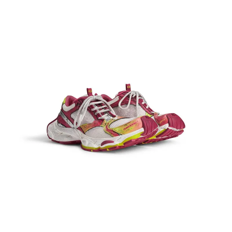 Balenciaga Stapler Sneaker White / Pink / Neon Yellow / Silver (803681W3ST49571)