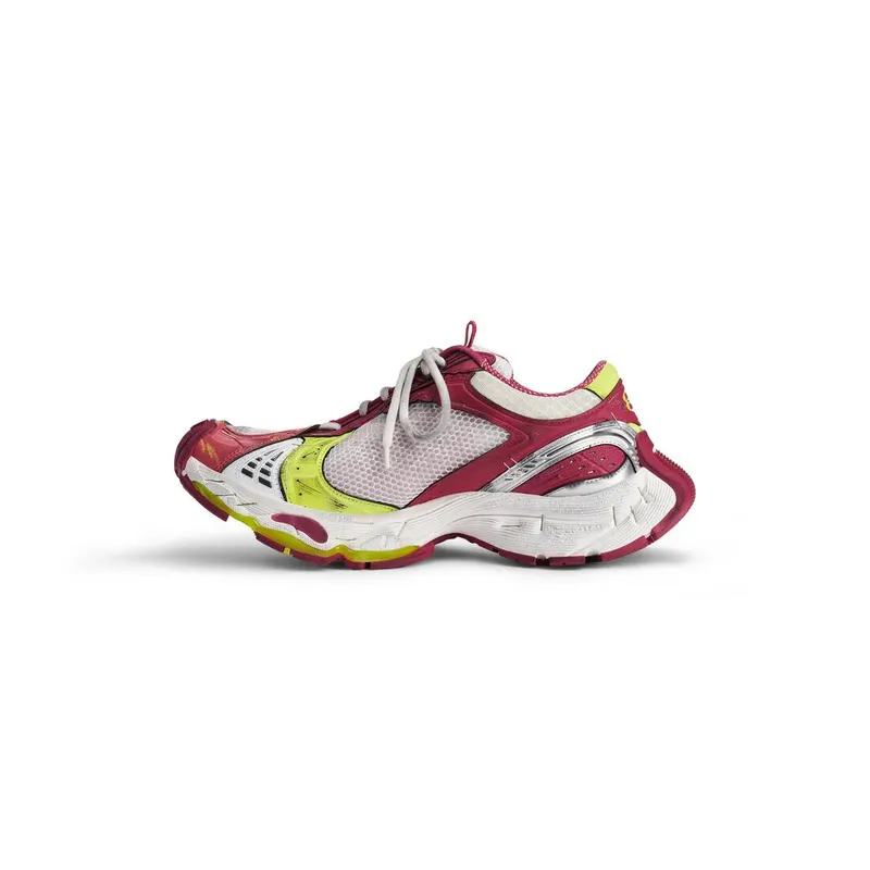 Balenciaga Stapler Sneaker White / Pink / Neon Yellow / Silver (803681W3ST49571)