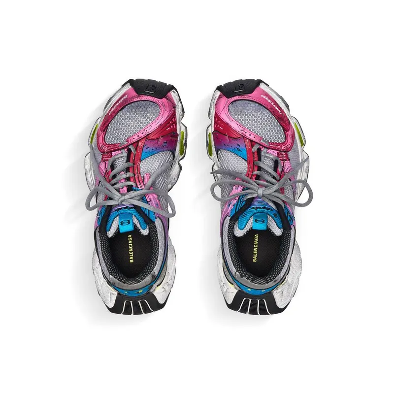 Balenciaga Stapler Sneaker Grey / Blue / Pink / Neon Yellow / White (803682W3ST41457)