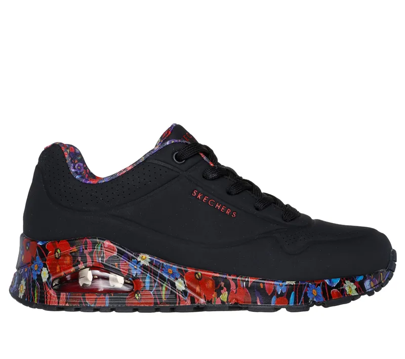 Skechers Uno – Majestic Garden – Zwart / Multi (155583-BKMT)