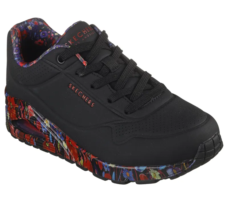 Skechers Uno – Majestic Garden – Zwart / Multi (155583-BKMT)