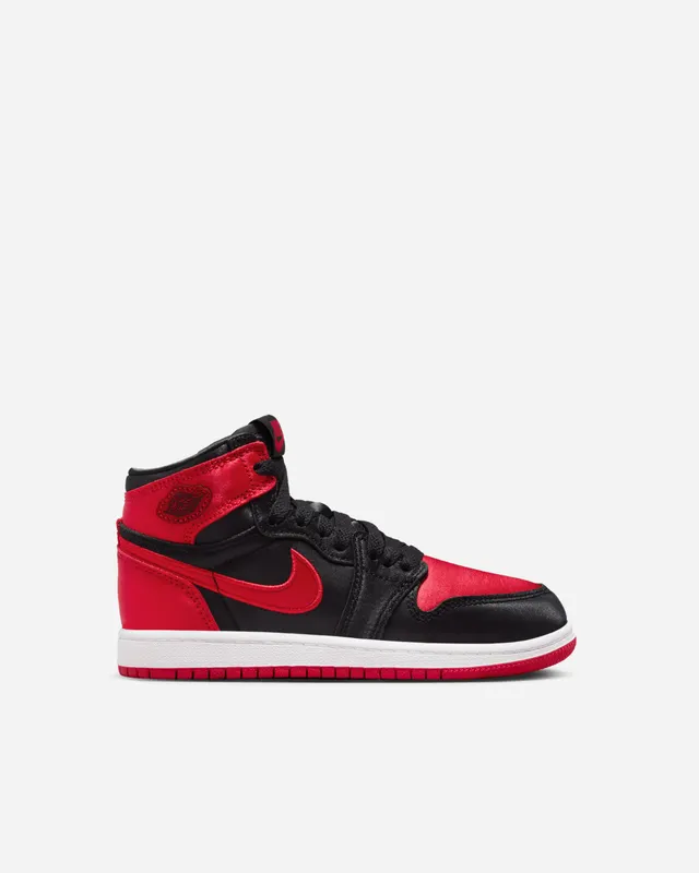 Jordan Brand Jordan 1 Retro High OG ‘Satin Bred’ (Preschool) BLACK/UNIVERSITY RED-WHITE – (111884-20)