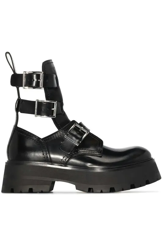 Alexander McQueen Buckled Ankle Boot Black (Women’s) (700078WIC631081)