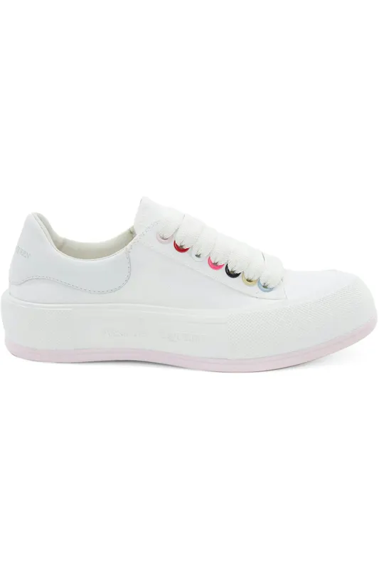 Alexander McQueen Deck Skate Plimsoll Lace-Up White Multi (Women’s) (654593W4MVR9548)
